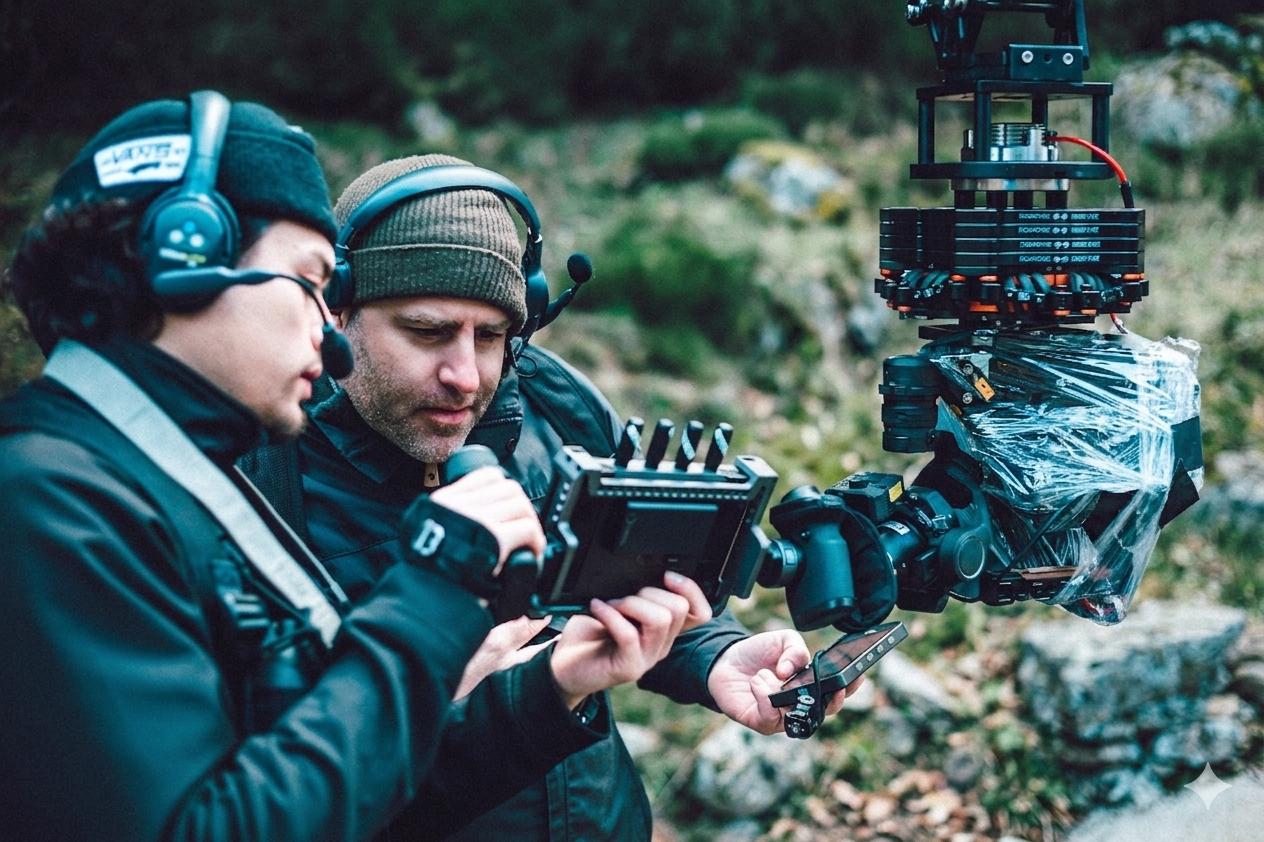 Oliver & Keanu Margrander am Set einer Videoproduktion. Die KEN FLY Brothers liefern strategischen Lifestyle-Content und High-End Brand Films.